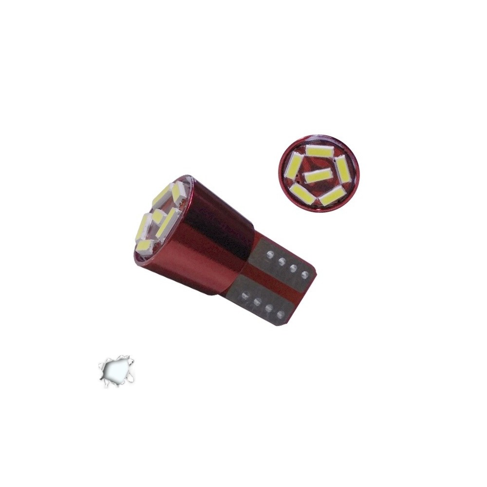 GLOBOSTAR® W5W-T10 81107 Λάμπα W5W T10 CANbus LED 1.6W 160lm 120° DC 12-24V IP20 Ψυχρό Λευκό 6000K - 6 x Epistar SMD4014 Chip - Μ1 x Π1 x Υ2.7cm - 1 Χρόνο Εγγύηση